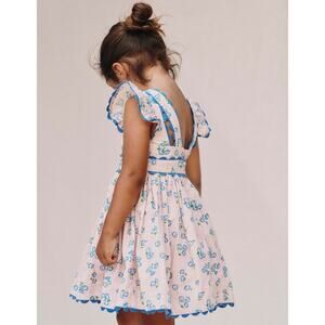 Mini Boden Ric Rac Trim Flutter Dress In Pastel Pink